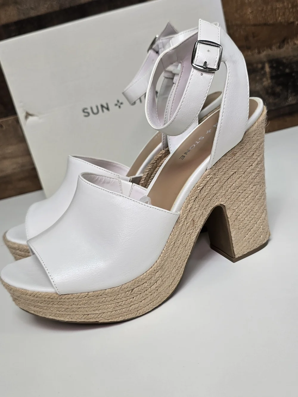 Sun + Stone white leather